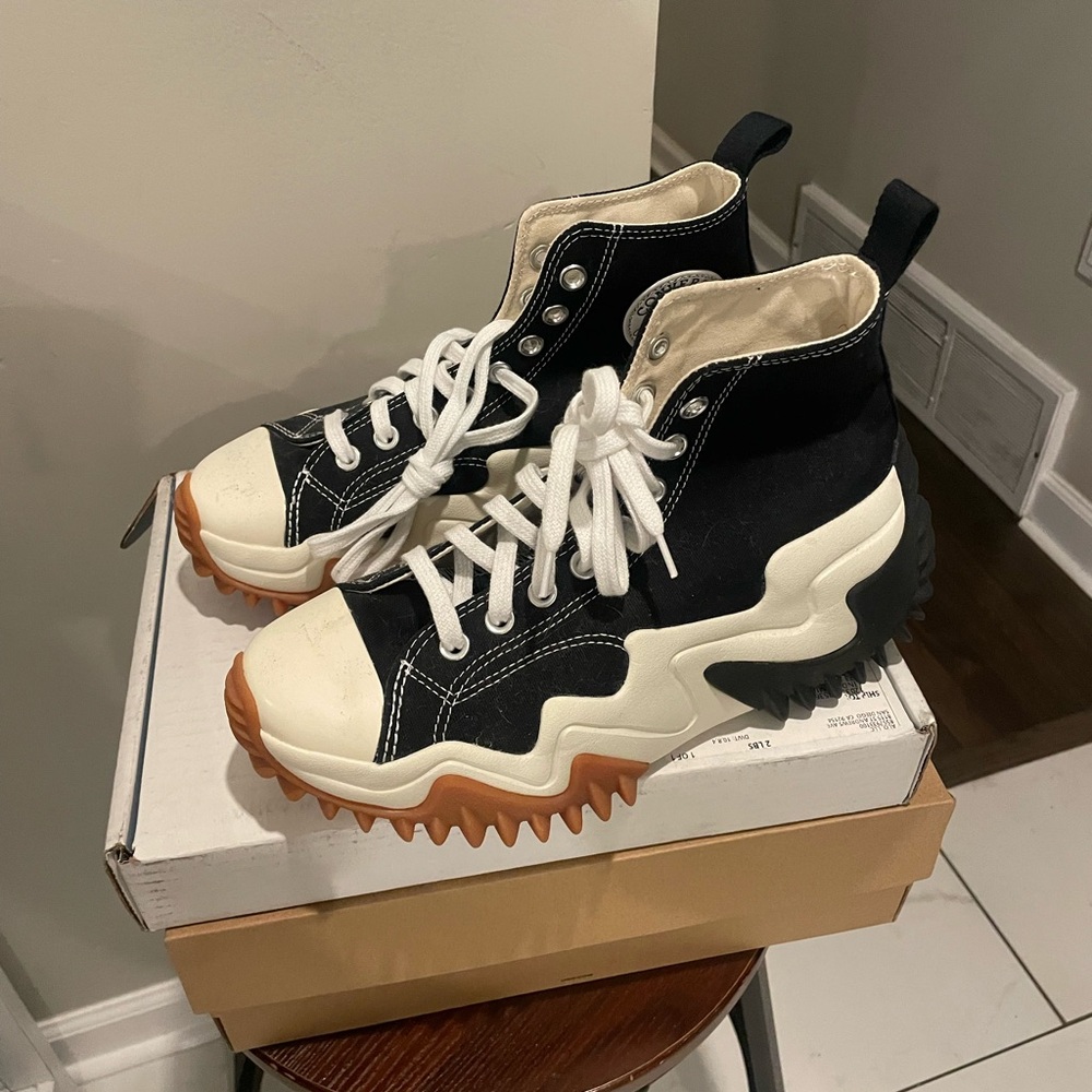 Converse- RUN STAR MOTION- Black, Cream, and Gum High-Top Sneakers